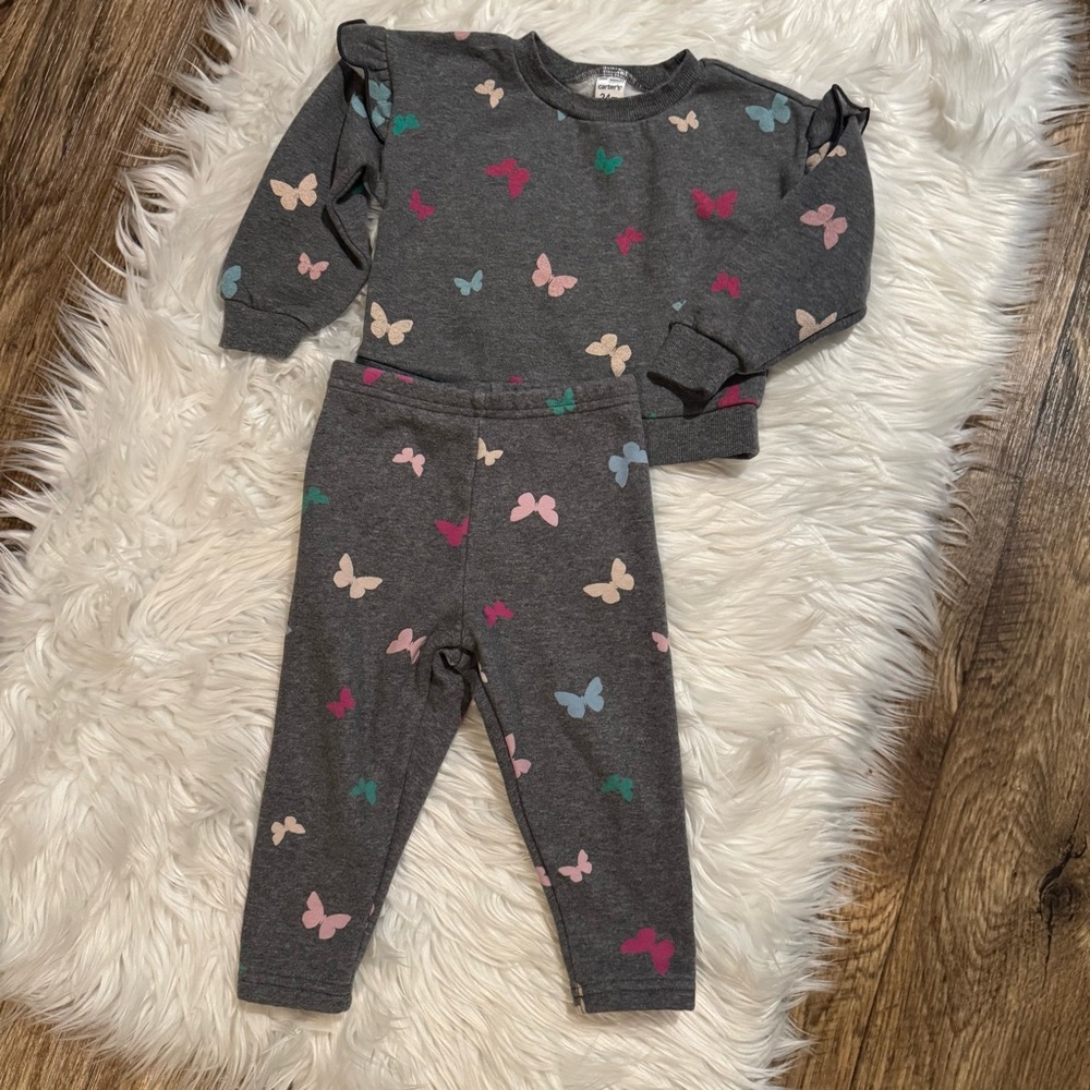 Carter’s Butterfly Ruffle Sweatshirt Legging Set Girls 24M